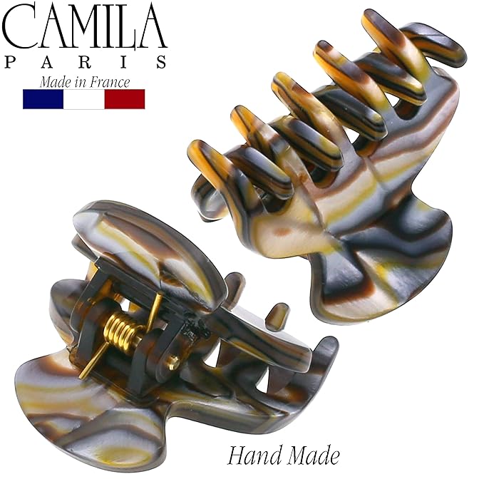 Camila Paris CP3067 French Hair Clip for Women, Handmade, Onyx, Small, Girls Hair Claw Clips Jaw, Durable Styling Hair Accessories for Women, Strong Hold No Slip Grip, Made in France