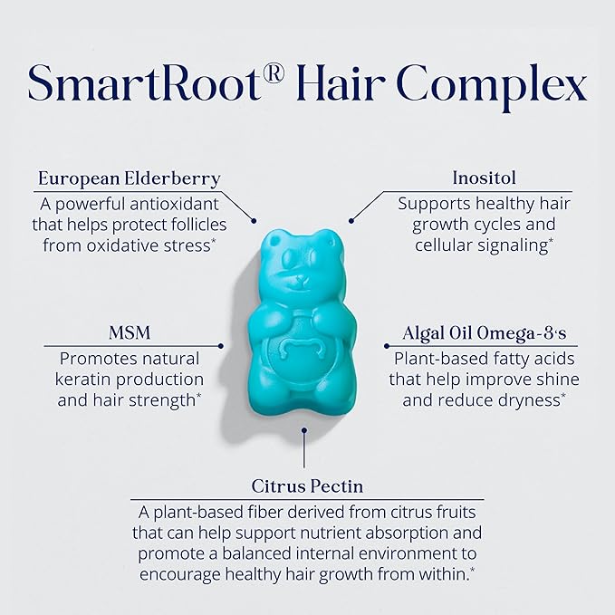 Sugarbear Bamboo Scalp Massager & Scrubber + Vegan Hair Vitamin Gummies 3 Month Supply, Extra Strength Biotin 6000mcg for Relaxing Scalp Care & Supporting Healthy Hair