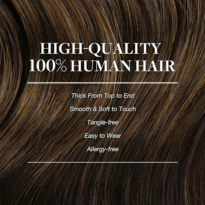 GOO GOO Clip in Hair Extensions Real Human Hair, Remy Human Hair Extensions Clip ins for Women, Natural Human Hair, 24inch 150g 9Pcs, #4A Chocolate Brown