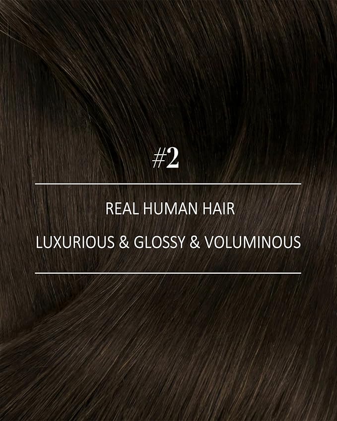 YoungSee Brown Clip in Hair Extensions Dark Brown Human Hair Extensions Clip ins Invisible Clip in Extensions Real Human Hair Easy to Install 7Pcs 14In 120G