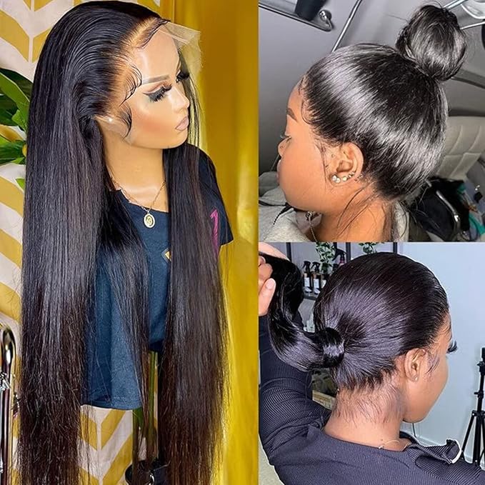 Lemoda Full 13x6 SKINLIKE Real HD Lace Frontal Wigs 15A 30Inch Brazilian Straight Virgin Human Hair Lace Frontal Wigs 200% Invisible 0.1mm Ultra-thin Frayed Ends Lace Front Wig Pre Plucked Tiny Knots