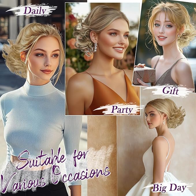 BARSDAR Short Ponytail Extension - 10 Inch Loose Curly Wavy Drawstring Comb Clip Pony Tails Hair Extensions for Women, Synthetic Clip in Ponytails Hairpieces - Platinum Blonde