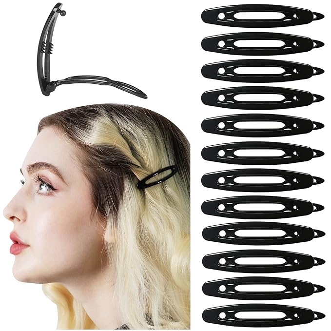 12pcs Hair Barrettes Set for Women and Girls, Hair Clips for Thick Thin Fine Hair, Non-metal Hair Accessories, Non-Slip Grip Handmade Snap Hairpin, BPA Free