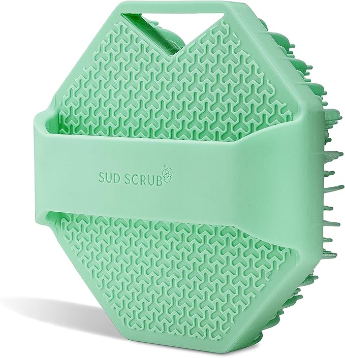 Sud Scrub® Antimicrobial Silicone Body Scrubber, Exfoliating Body Scrubber for Sensitive Skin, Eco Friendly Shower Scrubber for Body, Silicone Body Brush for Showering, Mint