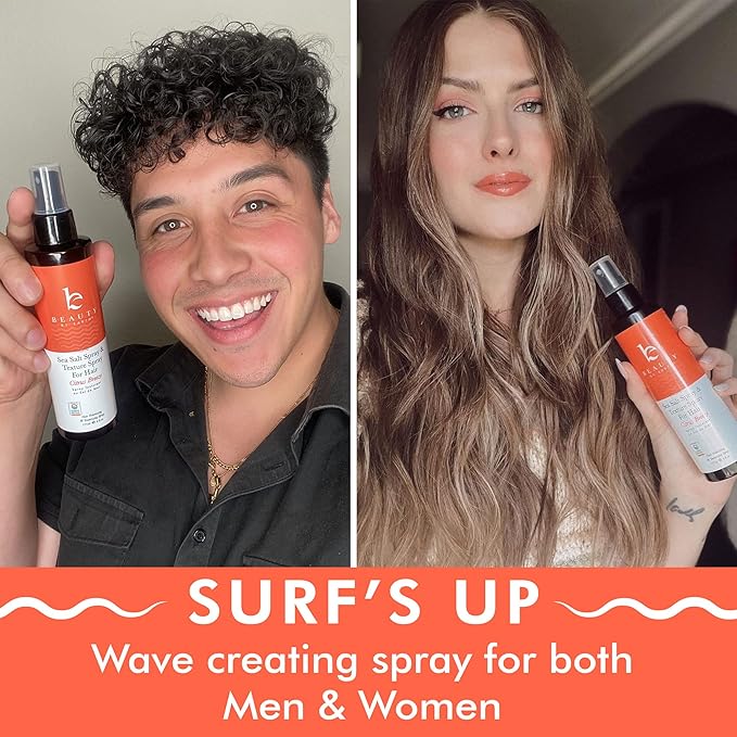 Beauty by Earth Sea Salt Spray for Men & Women - Texture Hair Spray for Adding Volume & Beachy Waves, USA Made with Organic Ingredients