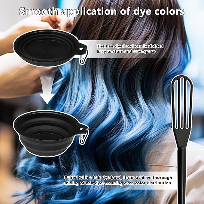 32 Pcs Hair Dye Coloring Kit,Hair Dye Tools for DIY Salon.Hair Dye Brush and Bowl Set/Highlighting Frosting Cap with Plastic Hooks/Dye Brush/Ear Cover/Gloves/Comb/Hairpin/Hair Coloring Cape(Black)
