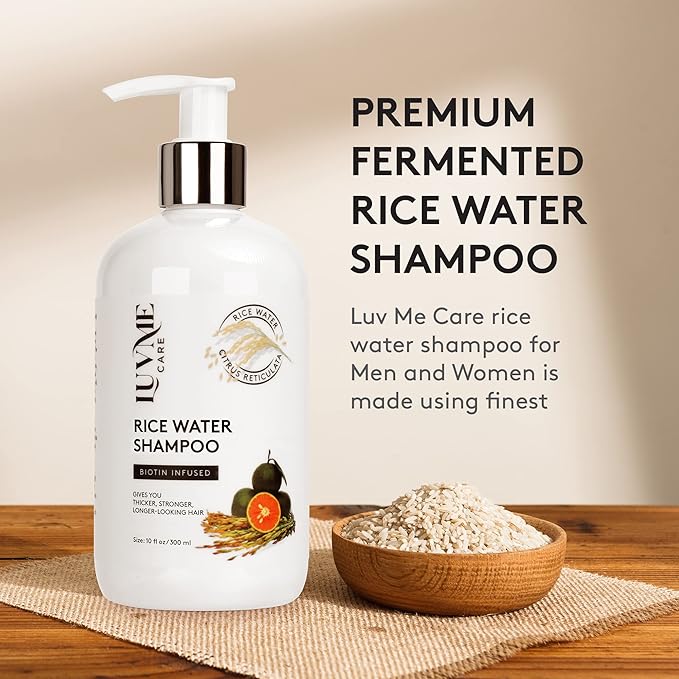 Rice Water Hair Thickening Shampoo with Biotin - Strengthening and Volumizing Shampoo for Thinning Hair, All Hair Types, Men and Women 10 Fl Oz