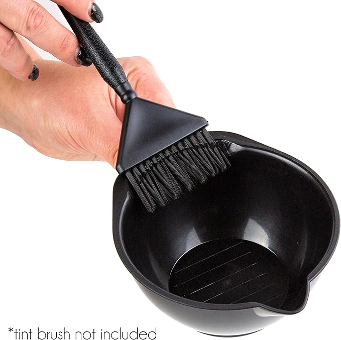 Hair Dye Bowl Set - 3 Black Hair Color Mixing Bowls with Measurements, Pour Spout, Handle & Combed Edge - Reusable Salon Hair Coloring Bowls for Professional or Home Use