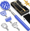 Telescoping Back Scratcher with 5 Detachable Heads, Gifts for Christmas, Stocking Stuffers for Men, Women, Him, Her, Dad, Funny White Elephant Gifts for Adults, Gift Box Included