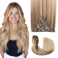 Pro2.0 Clip in Hair Extensions Real Human Hair 20inch 7pcs Color #10/16/16 Ash Brown to Caramel Blonde Remy Real Human Hair Extensions Clip ins 120g Thick Double Weft（#10/16/16-20inch）