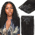 Lashey Clip in Hair Extensions Real Human Hair 120g 7pcs 22 Inch Kinky Curly Clip in Hair Extensions Natural Black Soft Natural Hair for Women