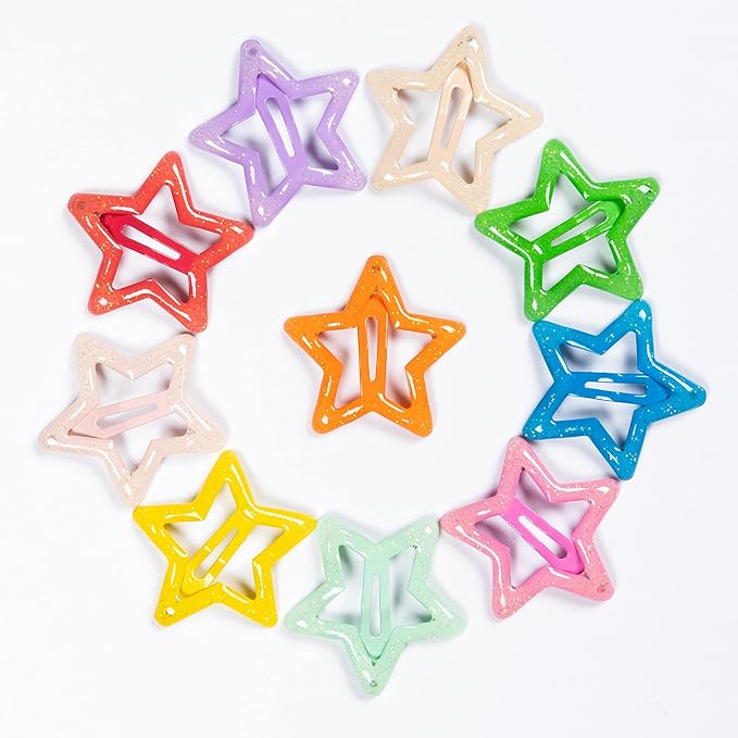 Star Hair Clips for Girls, 50 Pcs No Slip star Metal fashion Hair Snap Clips Barrettes for Kids Teens Women