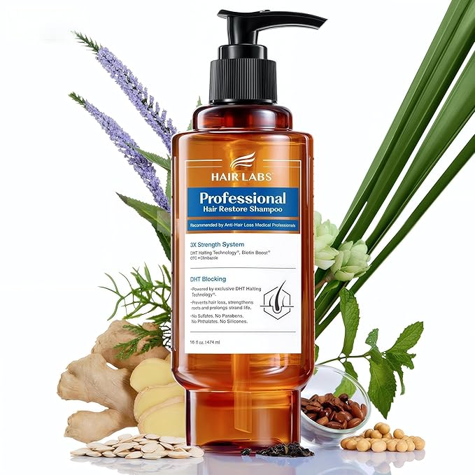 Professional Strength Hair Restore Shampoo for Men, DHT Blocker for Hair Loss and Thinning Hair, Biotin Shampoo Infused with Rosemary Oil for Hair Growth, Sulfate-Free, Color-Safe, 16 Fl Oz
