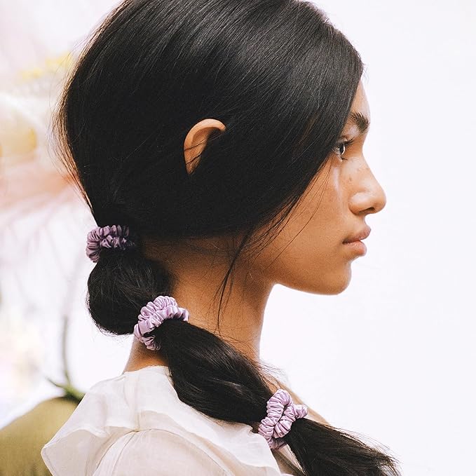 SLIP Amazon Exclusive Skinny Scrunchies: Anti-Crease, Anti-Breakage Slipsilk™ Design Protects Delicate Hair | Includes 3 Pure Silk Scrunchies, Violet