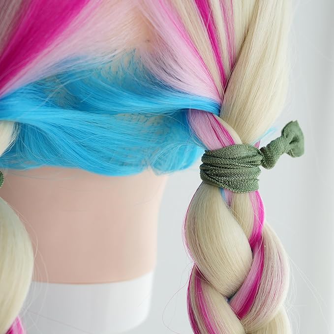 MEEDEE 100 Pack Moss Green Color Hair Ties For Women No Crease Soft Elastic Ribbon No Damage Moss Green Hair Ties Knotted Ouchless Hair Ribbon Yoga Hair Ribbons Elastic Bracelets