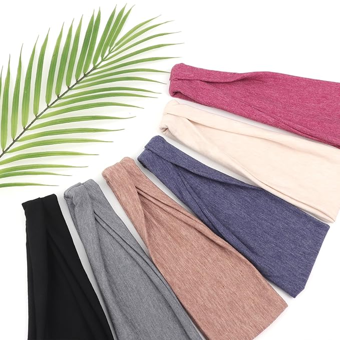DRESHOW 6 Pack Yoga Sports Headbands for Women Elastic Non-Slip Headbands Running Workout Hair Bands