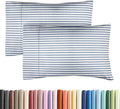 Queen Pillow Cases Set of 2 - Ultra Soft Hotel Quality Pillowcase Covers - Comfy, Cozy & Wrinkle Free - Shrinkage and Fade Resistant - Machine Washable Pillow Protectors - 2 Piece Set - Blue Stripes 2