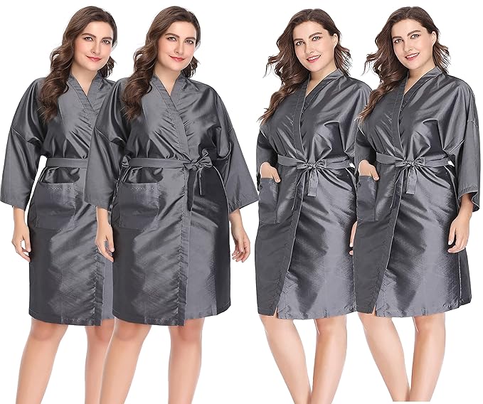 PERFEHAIR Salon Client Gown Cape, Pack of 4, Hairdressing Robes Smock for Hair Stylist to Hair Cutting, Hair Coloring, Makeup-Grey