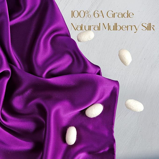 ZIMASILK 100% Pure Mulberry Silk Pillowcase for Hair and Skin Health,Soft and Smooth,Both Sides Premium Grade 6A Silk,600 Thread Count,with Hidden Zipper,1pc(Standard 20''x26'',Violet)