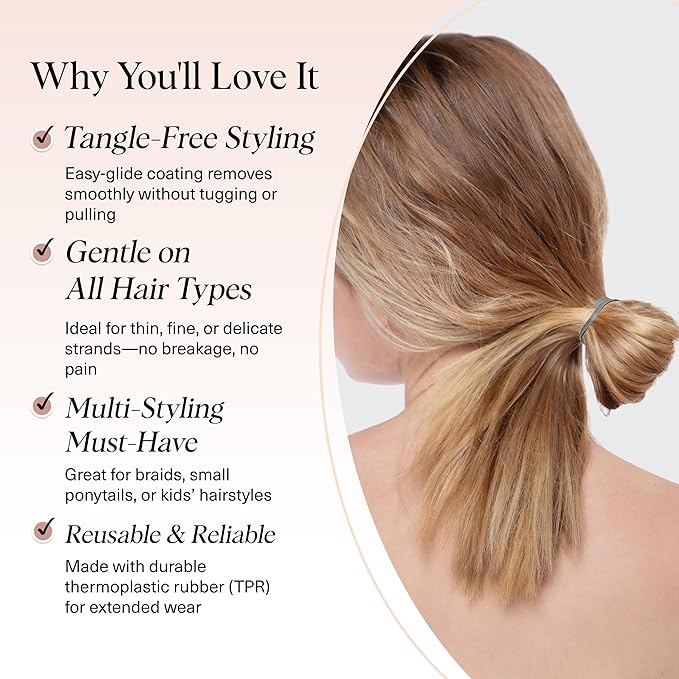 Kitsch Hair Ties No Damage for Kids, Teens and Women - Rubber Bands for Hair Styling | No Snag Hair Elastics | Daily Hair Accessories | Ideal Gifts for Women - 500pcs (Brown)