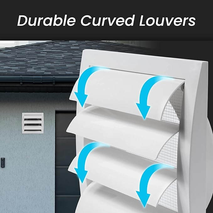 Repa Market 4 Inch Gray Dryer Vent Hood/Duct Cover for Walls or Ducting/ABS Plastic Grille with Flaps & Insect Screen/Exhaust and Dryer Vent Covers for Indoor & Outdoor Use
