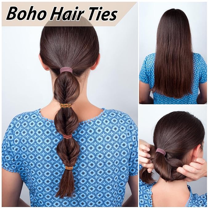 Hair Tie Bracelet, 10Pcs Boho Hair Ties For Girls and Women, Elastic Hair Ties, Hair Bands For Ponytails, Ponytail Holder For Daily Life, Sport, Cooking, Working