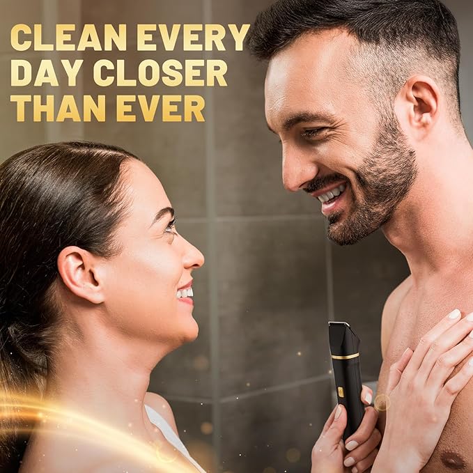Electric Razor for Men, IPX7 Waterproof Versatile Shaver for Temple, Groin, Nose, Ear Hairs, Beard, Body Hair Trimmer for Men, Painless Grooming Kit with 2 Replaceable Ceramic Blade Heads