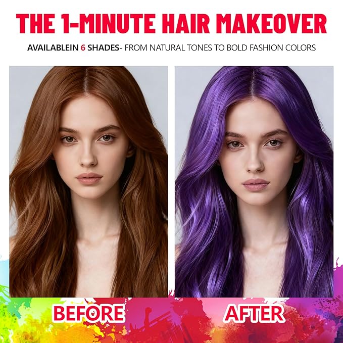 Purple Temporary Hair Color Spray - Washable & Natural One-Time Use Hair Wax for Women & Kids & Adults - Strong Hold for Halloween, Cosplay, Party, Washes Out Easily 120ML