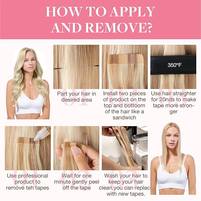 GOO GOO Tape in Hair Extensions Human Hair, 17/22/60 Ash Blonde to Golden Blonde and Platinum Blonde, 26inch 60g 20pcs, Skin Weft Seamless Invisible, Silky Straight with Thick Ends, Remy Human Hair