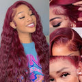 MEIMEI 200 Density Lace Front Wigs Human Hair Loose Wave 99J Burgundy 15A 13x4 Full Large Lace Space Frontal Wig Pre Plucked Burgundy Loose Deep Wave Wigs Human Hair