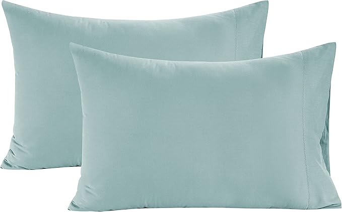 Lane Linen 100% Organic Cotton Pillow Cases Standard Size Set of 2 (20"x26") - Cotton Pillowcases Standard Size - Soft Light Blue Pillow Cases Set of 2 - Standard Pillow Case Pack of 2 - Cool Blue