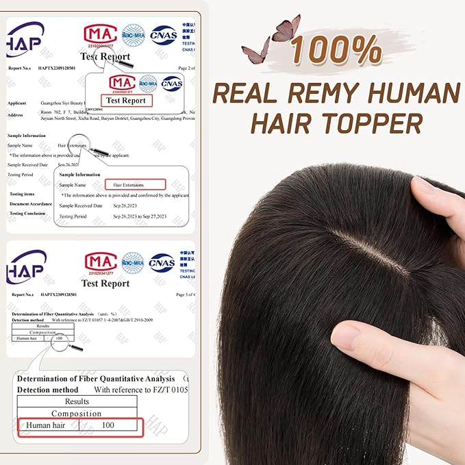 Rich Choices Hair Toppers for Women Real Human Hairs With Bang 100% Remy Human Topper for Thinning Hair Clip in Silk Base Topper 10 Inch #1B Natural Black