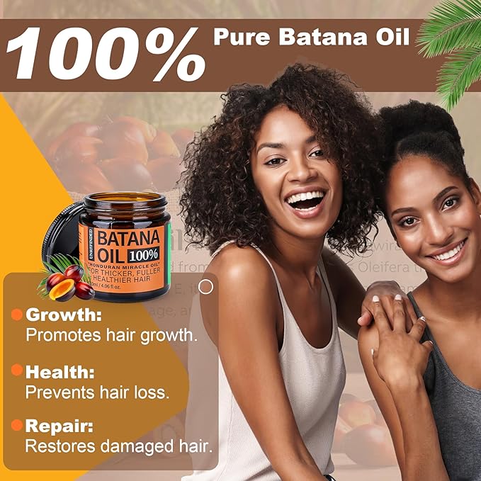 Batana Oil for Hair Growth Dr Sebi, 100% Raw Organic Batana Hair Mask from Honduras, Wild Growth Hair Oil, Scalp Oil Promotes Hair Thickness, Prevents Loss for Men & Women, 4.06 fl oz