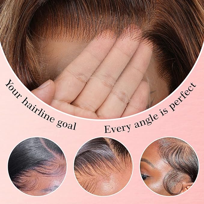 13x4 Full Lace Fronatal Wig Skinlike HD Lace Wig 4/27 Highlight Honey Blond Body Wave Lace Front Wigs Pre Plucked Tiny Knots with Baby Hair 200% Density for Women Body Wave Colored Wig