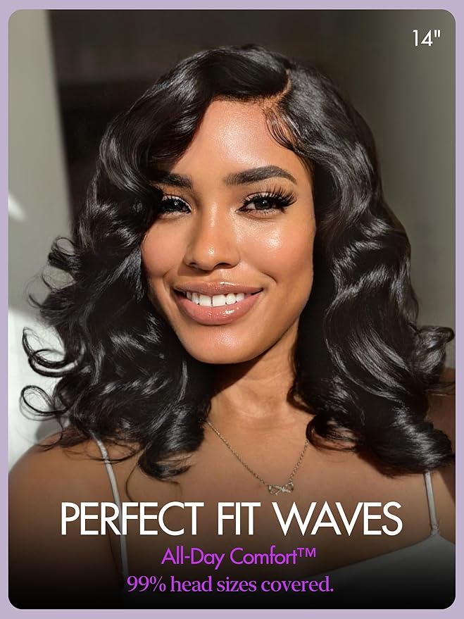 LUVME HAIR 100% Human Hair Wigs Loose Wave Glueless Lace Front 18 Inches, Pre Cut Plucked Hd Lace Short Wig Ready To Go Natural Color Straight Bleached Knots Side Part Black Wigs