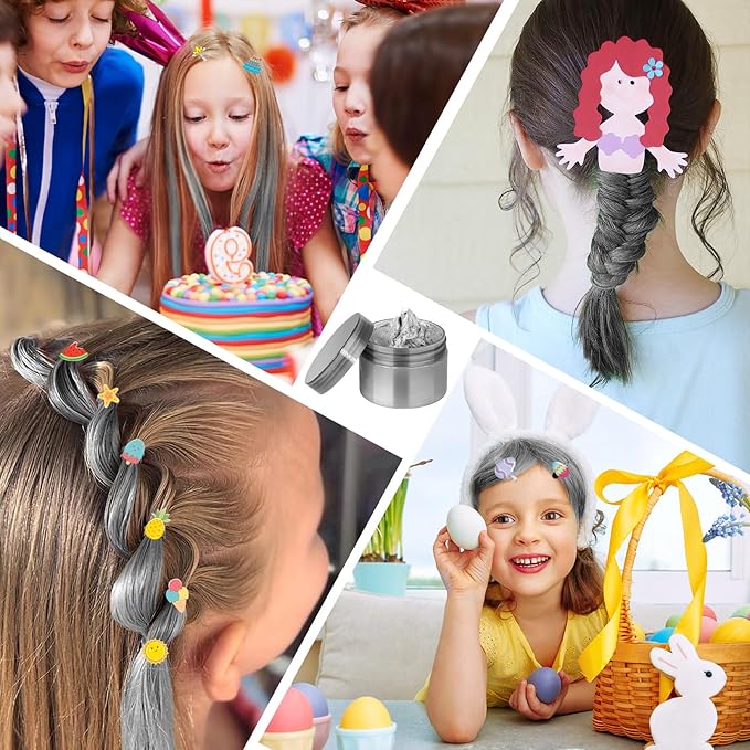 Temporary Hair Color Wax Kit, Stocking Stuffers for Teen Girls, Instant Hair Dye Color Wax Washable Natural Hair Color Cream for DIY Hairstyle on Crazy Hair Day, Easter Stocking Suffer (Grey)
