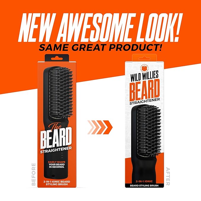 Wild Willies Beard Care Kit: Heated Beard Straightener for Men, Beard Butter, & Beard Growth Serum - Ultimate Grooming Tool Set, Beard Balm, Hydrating Serum, Hot Comb Beard Brush for Daily Use