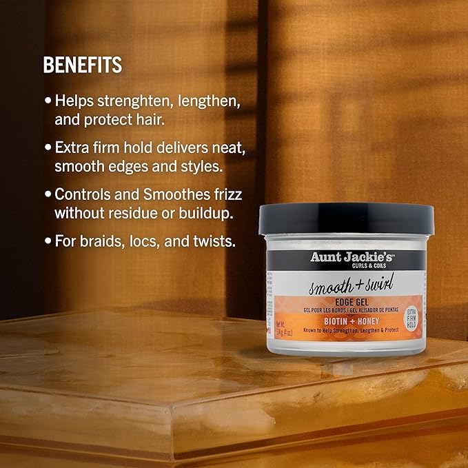 Aunt Jackie's Award-Winning Braid + Twist Collection Smooth + Swirl Edge Gel with Extra Firm Hold, 4oz