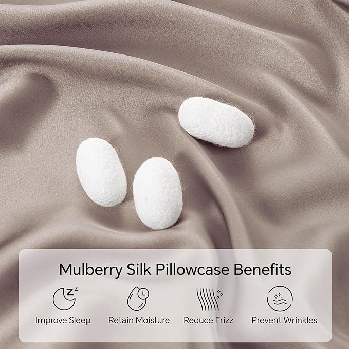 INFIIXSO Mulberry Silk Pillow Cases King Size Set of 2, Silk Pillowcase with Hidden Zipper 20"x36", Extraordinary Smooth and Soft Pillow Case for Hair and Skin(Caramel, 2 Pack)