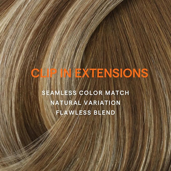 Full Shine Clip in Hair Extensions for Extra Long Real Remy Human Hair 22 Inch Brown Ombre Blonde Remy Hair Extensions Clip ins Straight Natural Hair Double Weft 7 Pcs 120 G