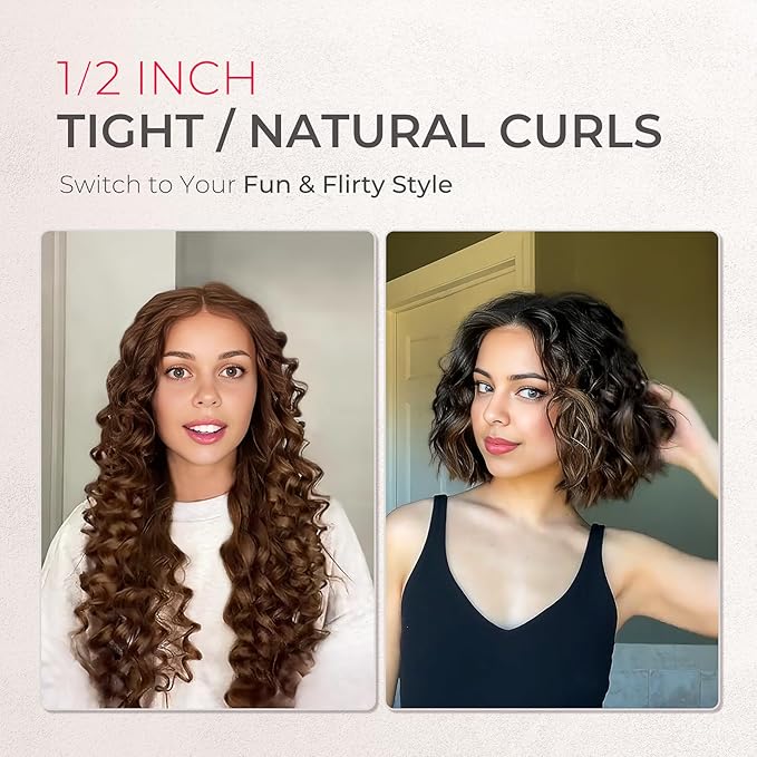 TYMO Curling Iron Set - 1/2, 1, 1 1/2 Inch Professional Ceramic Hair Curler for Spiral Curls & Beach Waves, Ionic Curling Wand for Women Short/Long Hair, Fast Heating, Dual Voltage & 5 Temps, Black