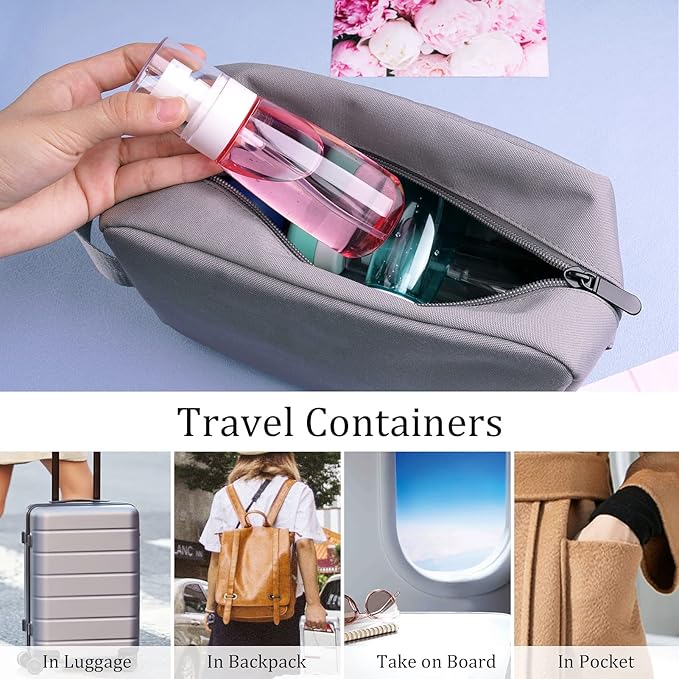 Cosywell Fine Mist Spray Bottle 3.4oz/ 100ml Empty Cosmetic Refillable Travel Containers Plastic Hair Spray Bottle Sprayer for Perfume Skincare Makeup Lotion (4color)