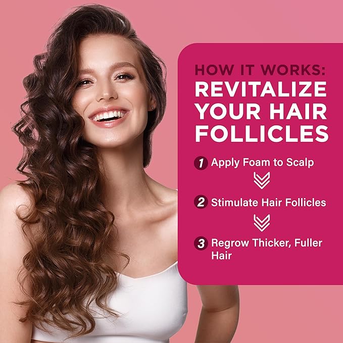 5% Minoxidil Foam for Women Hair Growth: Extra Strength Hair Regrowth Treatment – Revitalize Hair Follicles & Regrow Thicker, Fuller Hair – Hair Loss Solution - 2x60ML