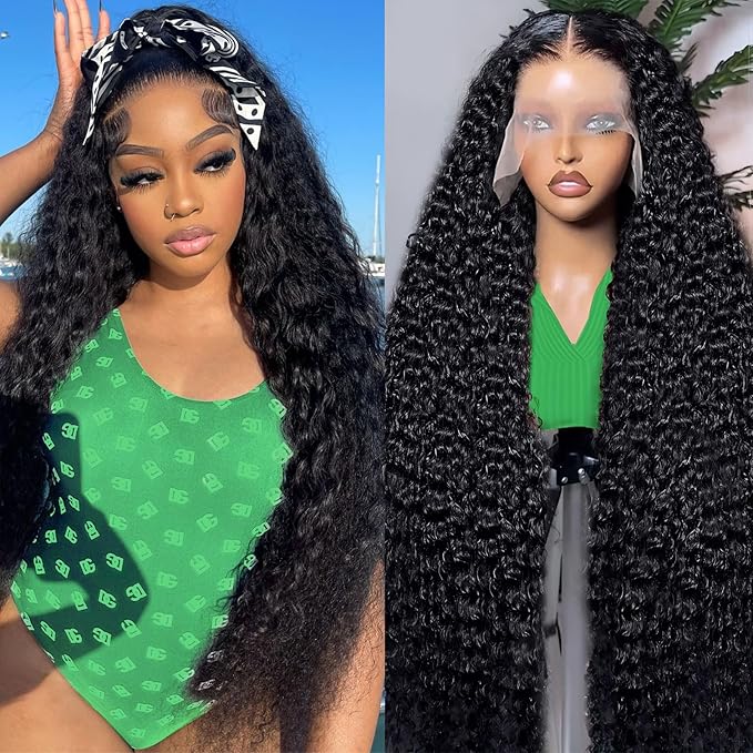 30 Inch 13x6 HD Lace Front Wigs Human Hair 200 Density Deep Wave Lace Front Wigs for Women Glueless Wet and Wave Lace Frontal Wigs Human Hair Pre Plucked Deep Wave Wig 12A Curly Wigs