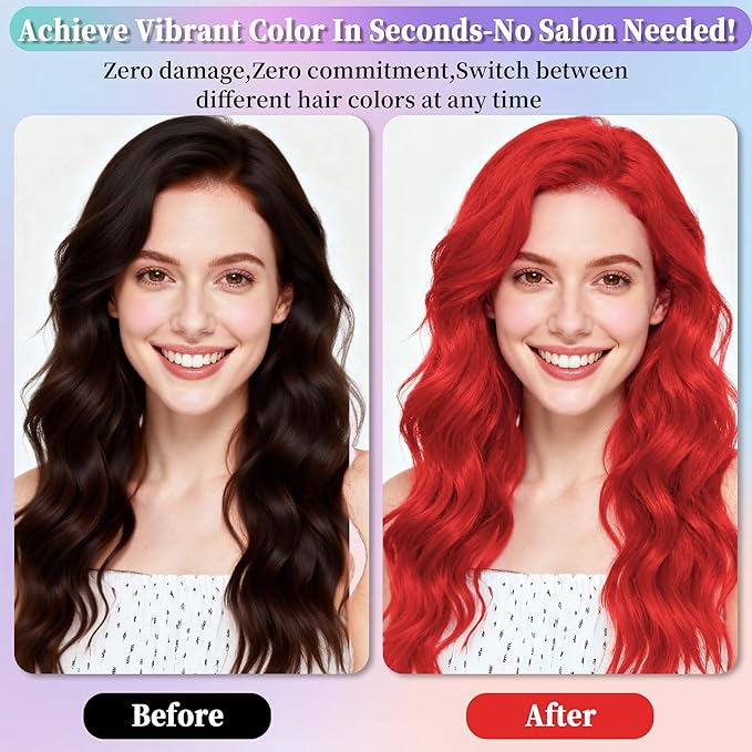 2 Pack Red Hair Spray,Hair spray temporary for Women Kids Men, Washable Temporary Hair Dye Spray，Spray hair color Non-Sticky，For Christmas Party, Halloween Crazy Hair Day,Cosplay Party