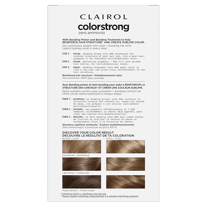 Clairol ColorStrong Permanent Zero Ammonia Hair Dye, 7.1 Dark Ash Blonde - Bora Bora Hair Color, Pack of 2