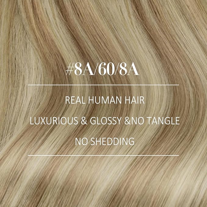 YoungSee 125G Human Hair Sew in Extensions Light Brown Mix Platinum Blonde Weft Hair Extensions Balayage Sew in Hair Extensions Real Human Hair for Thin Fine Hair 22Inch