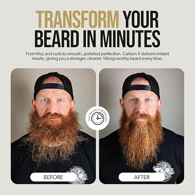 The Beard Struggle Carbon X Heated Beard Brush, Cordless Beard Straightener for Men with Adjustable Temperature 160–200°C – Ionic Anti-Frizz Carbon X Technology Beard Straightening Brush