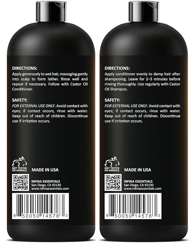 Castor Oil Shampoo and Conditioner Set | 16 fl oz Each | with Batana Oil | Strengthening, Thickening & Hydrating Formula | Supports Hair Growth & Fuller, Healthier Hair
