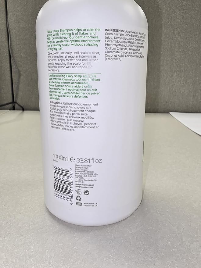 PHILIP KINGSLEY | Flaky Scalp Shampoo | Shampoo For Flaky, Itchy, Dry, Oily Scalps | Cleansing Scalp Care | Hair Shampoo that Hydrates, Soothes and Calms | 1L Pump